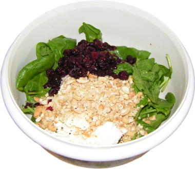 orzechy nerkowca, szpinak baby, ser ricotta, �urawina suszona, plastikowa miska tupperware