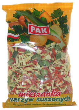 PAK, mieszanka warzyw suszonych, suszona marchewka, suszona pietruszka, suszony por, suszony pasternak, suszona cebula, suszony seler