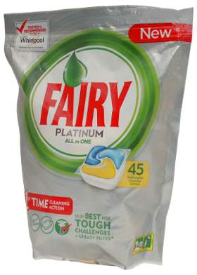 kapsu�ki do zmywarki, tabletki do zmywarki, fairy platinium all in one lemon
