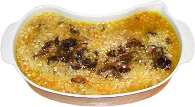 ry� risotto, grzyby, podgrzybek, miseczka do gotowania produkt�w sypkich na parze