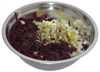tarte buraki, cebula pokrojona w kostk�